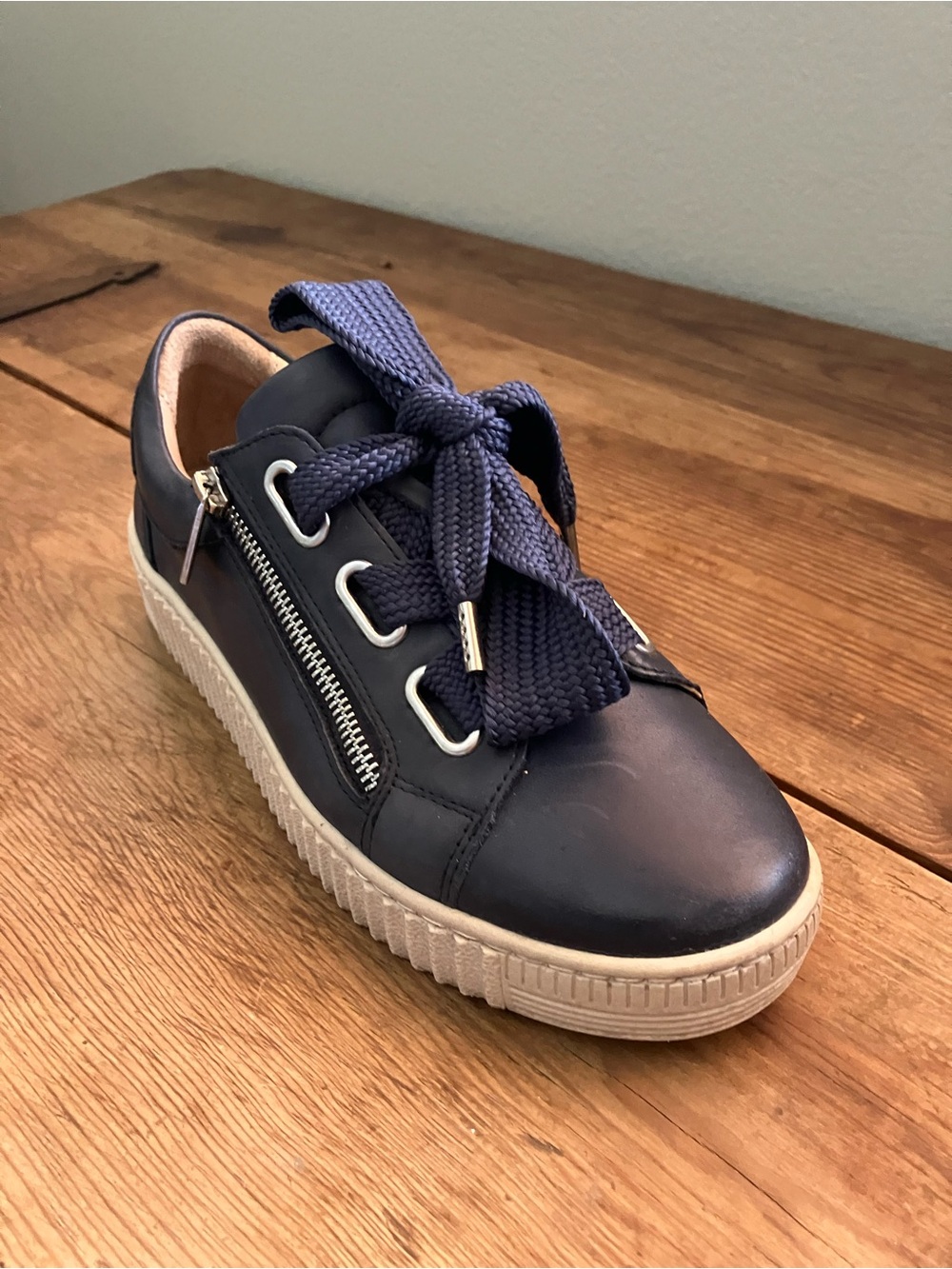 Women Navy Blue Platform Sneaker with Side Zip
